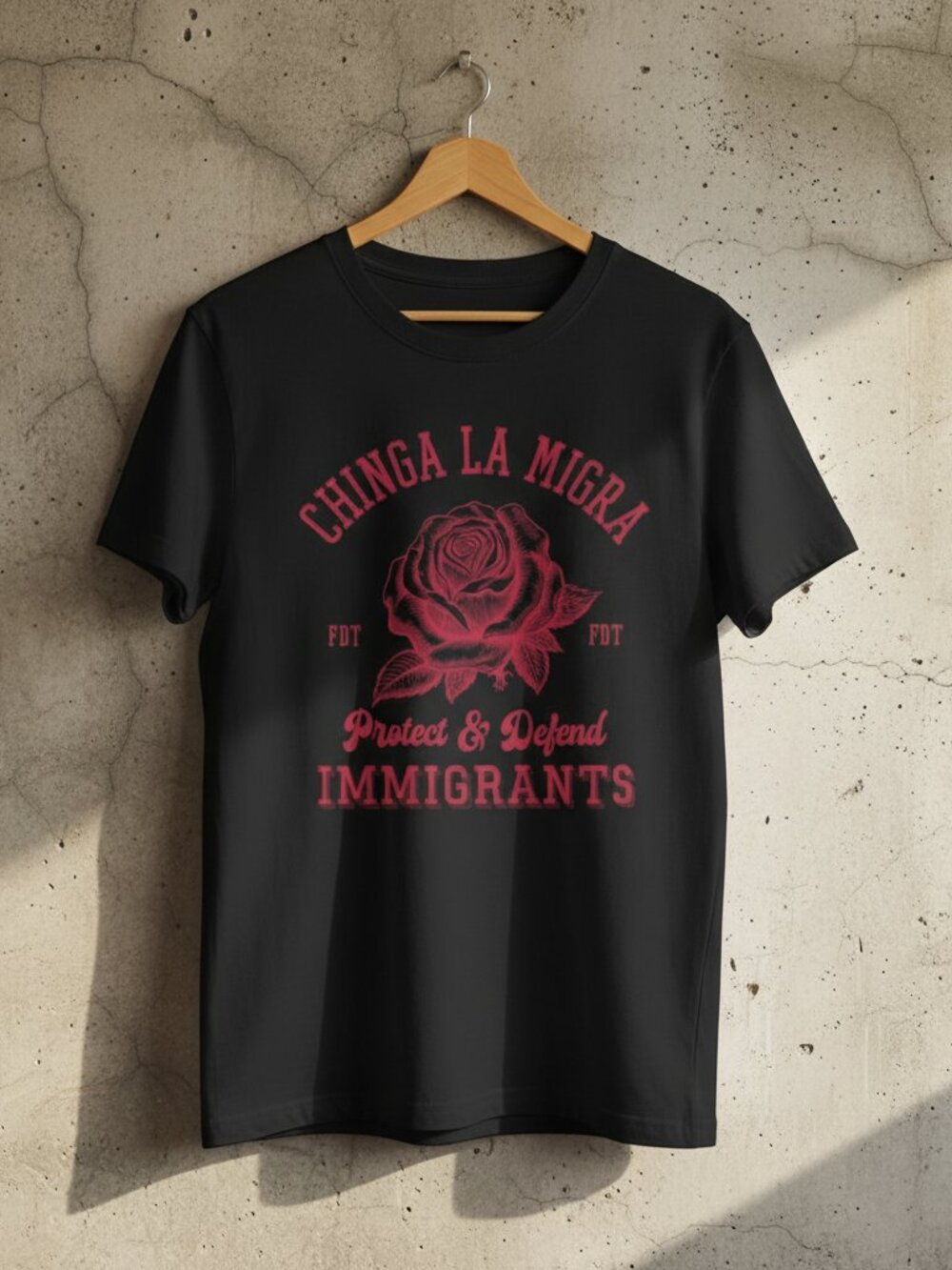 Protect & Defend Immigrants Rose Social Justice Graphic Tee Black